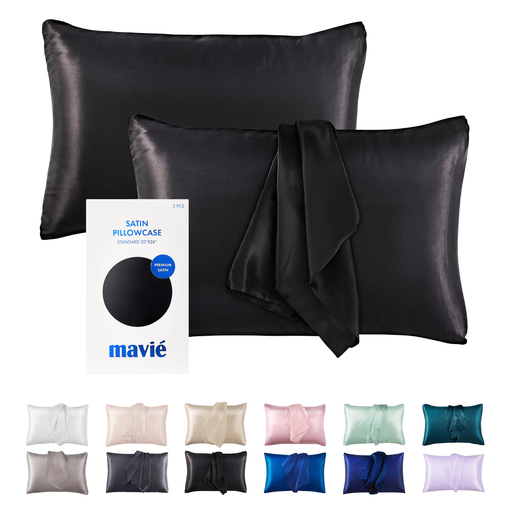 Satin Pillowcase Set of 2 – Standard Size 20” x 26”__Black