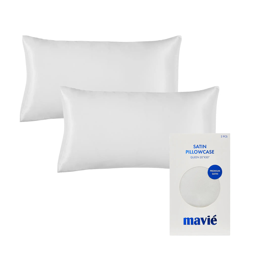 Satin Pillowcase Set of 2 – Queen Size 20" x 30"__Pure White