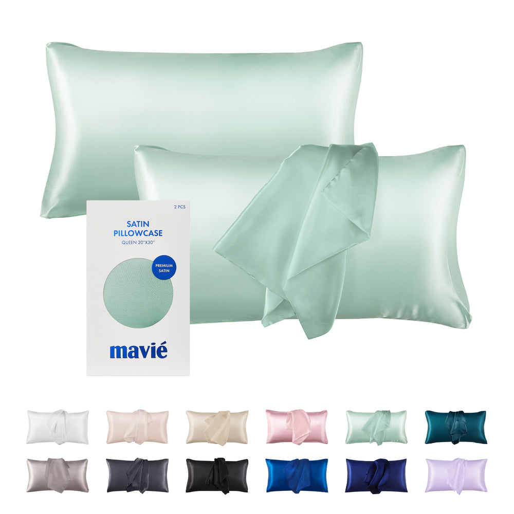 Satin Pillowcase Set of 2 – Queen Size 20" x 30"__Sage Green