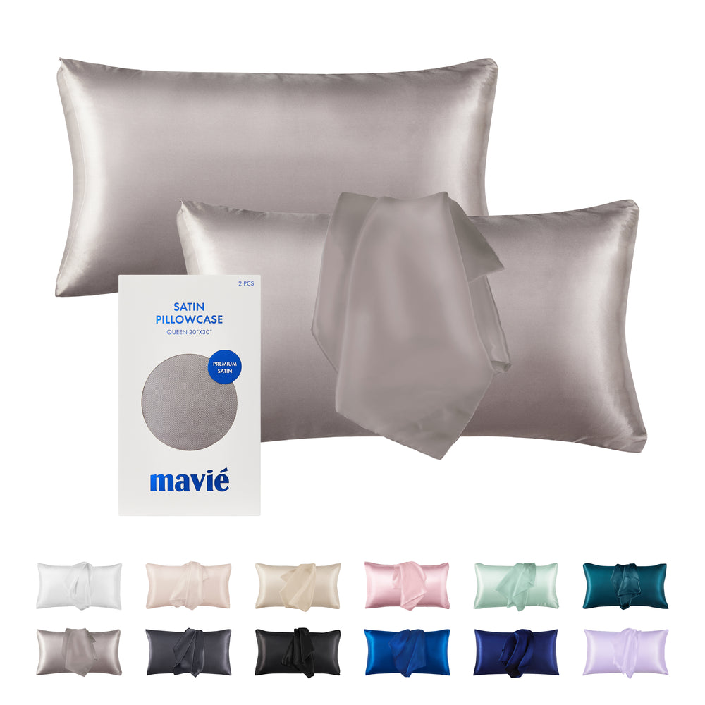 Satin Pillowcase Set of 2 – Queen Size 20" x 30"__Silver Grey