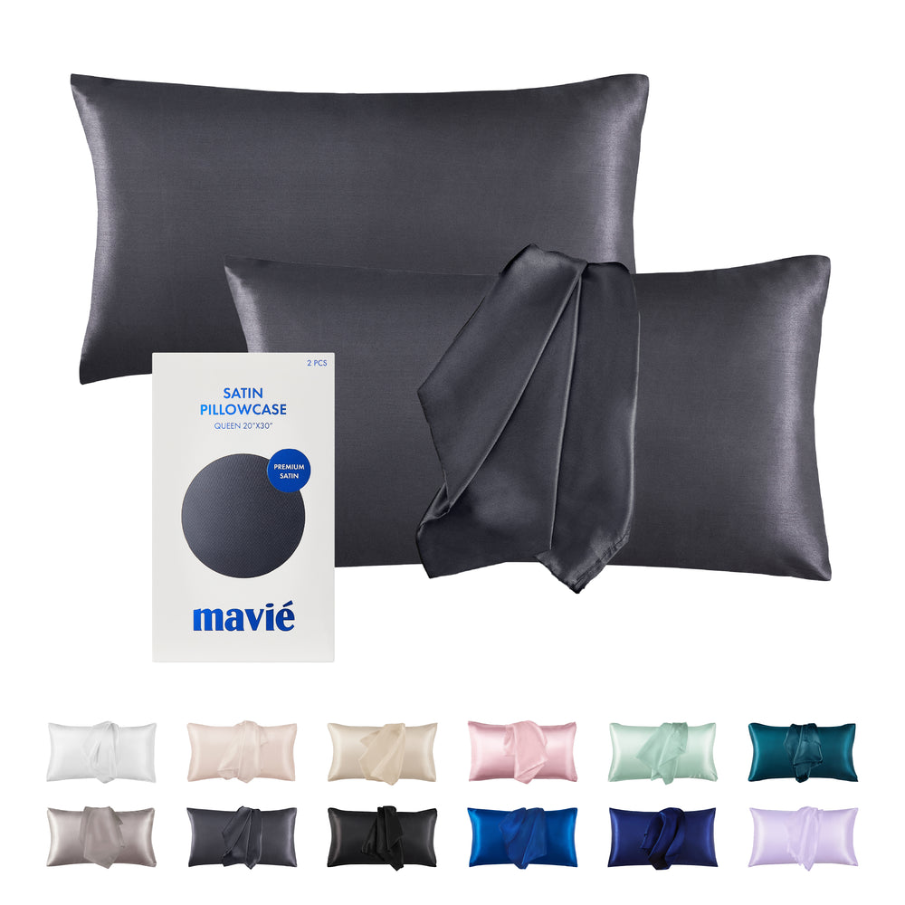 Satin Pillowcase Set of 2 – Queen Size 20" x 30"__Dark Grey