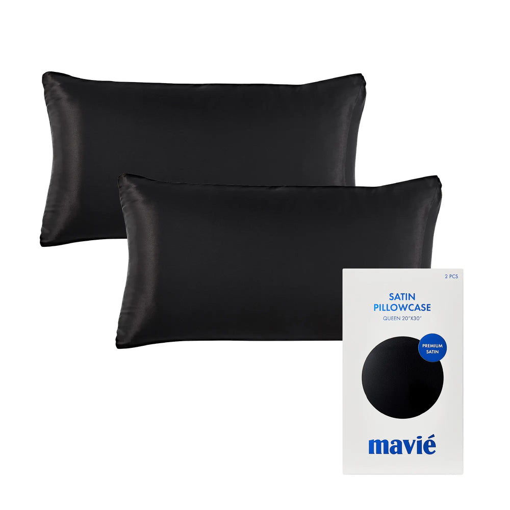 Satin Pillowcase Set of 2 – Queen Size 20" x 30"__Black