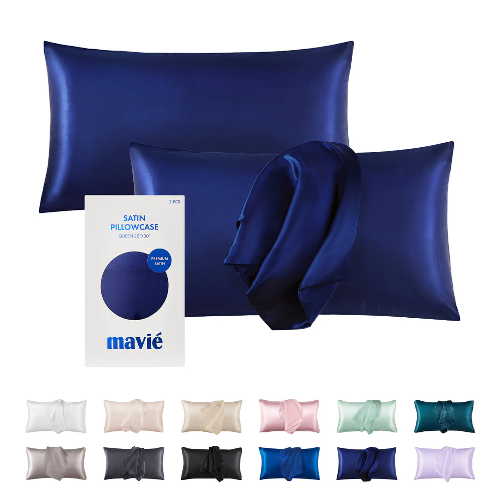 Satin Pillowcase Set of 2 – Queen Size 20" x 30"__Moon Indigo