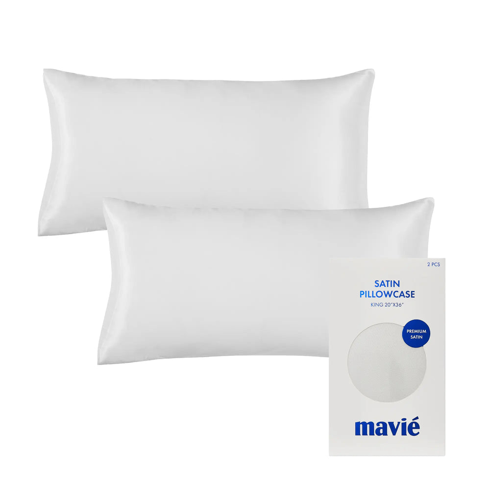 Satin Pillowcase Set of 2 – King Size 20" x 36"__Pure White