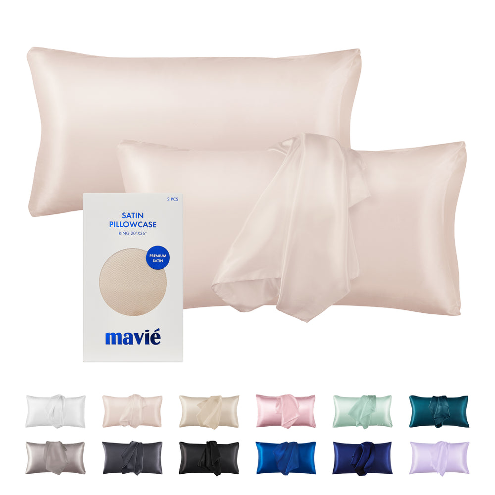 Satin Pillowcase Set of 2 – King Size 20" x 36"__Beige