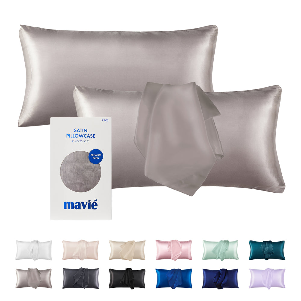 Satin Pillowcase Set of 2 – King Size 20" x 36"__Silver Grey