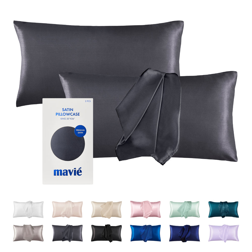 Satin Pillowcase Set of 2 – King Size 20" x 36"__Dark Grey
