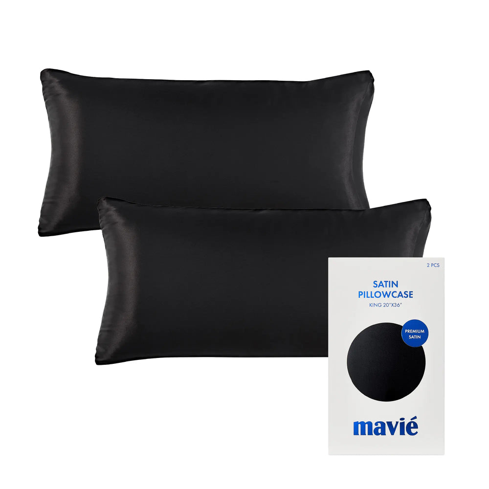 Satin Pillowcase Set of 2 – King Size 20" x 36"__Black