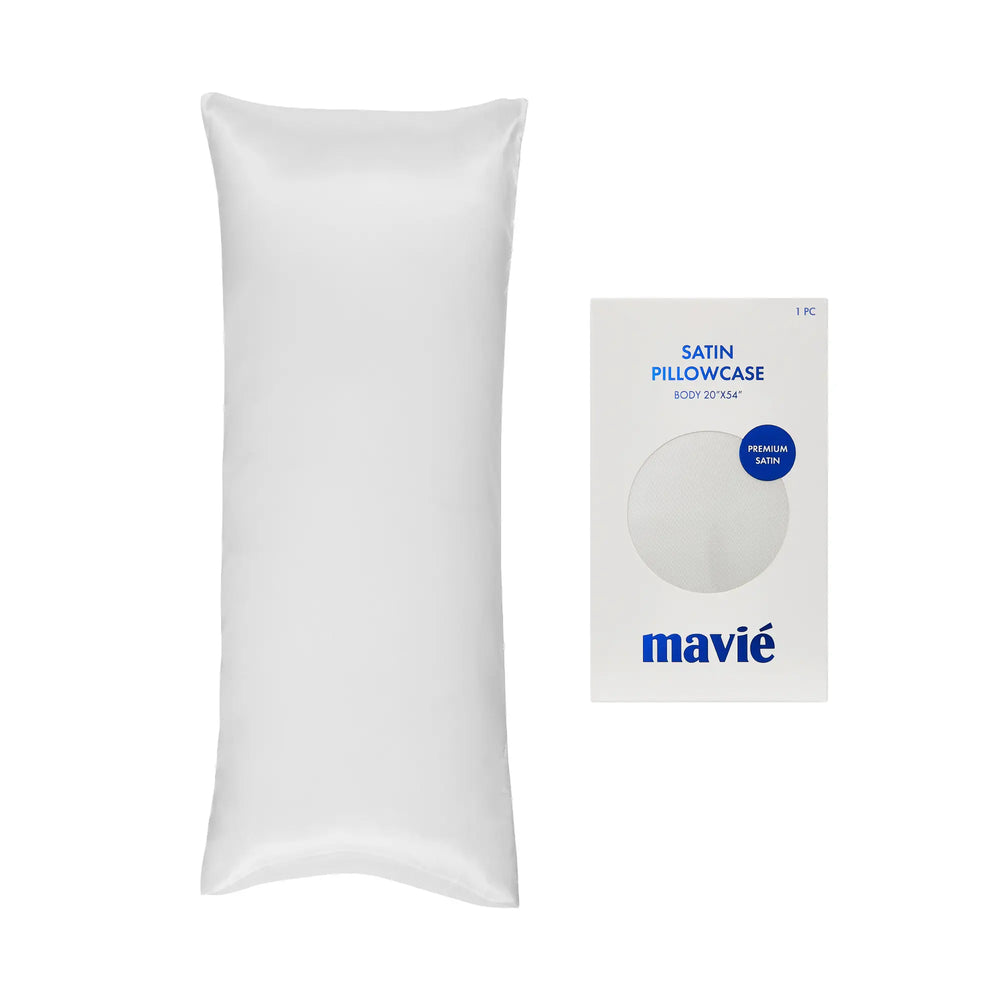 Satin Body Pillowcase 20" x 54" - Silky Soft Long Pillow Cover with Envelope Closure__Pure White