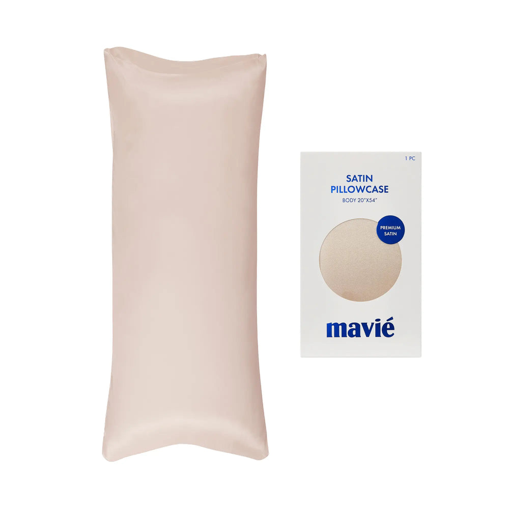 Satin Body Pillowcase 20" x 54" - Silky Soft Long Pillow Cover with Envelope Closure__Beige