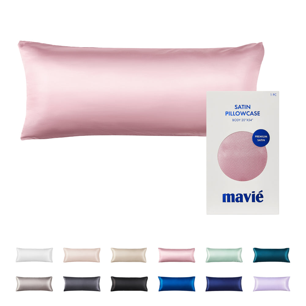 Satin Body Pillowcase 20" x 54" - Silky Soft Long Pillow Cover with Envelope Closure__Pink