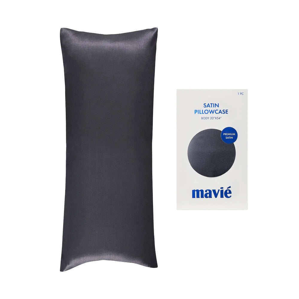 Satin Body Pillowcase 20" x 54" - Silky Soft Long Pillow Cover with Envelope Closure__Dark Grey