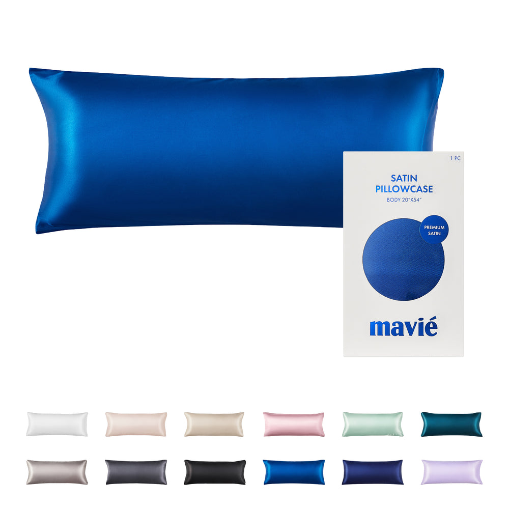 Satin Body Pillowcase 20" x 54" - Silky Soft Long Pillow Cover with Envelope Closure__Navy