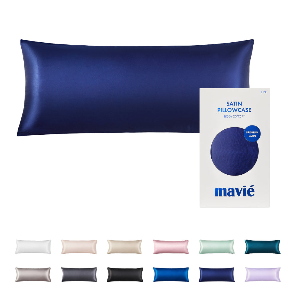 Satin Body Pillowcase 20" x 54" - Silky Soft Long Pillow Cover with Envelope Closure__Moon Indigo