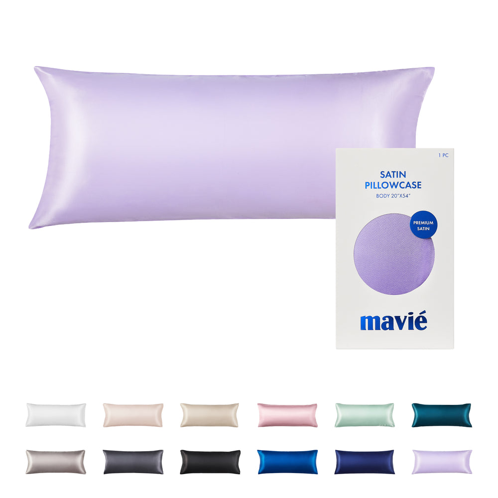 Satin Body Pillowcase 20" x 54" - Silky Soft Long Pillow Cover with Envelope Closure__Lavendar