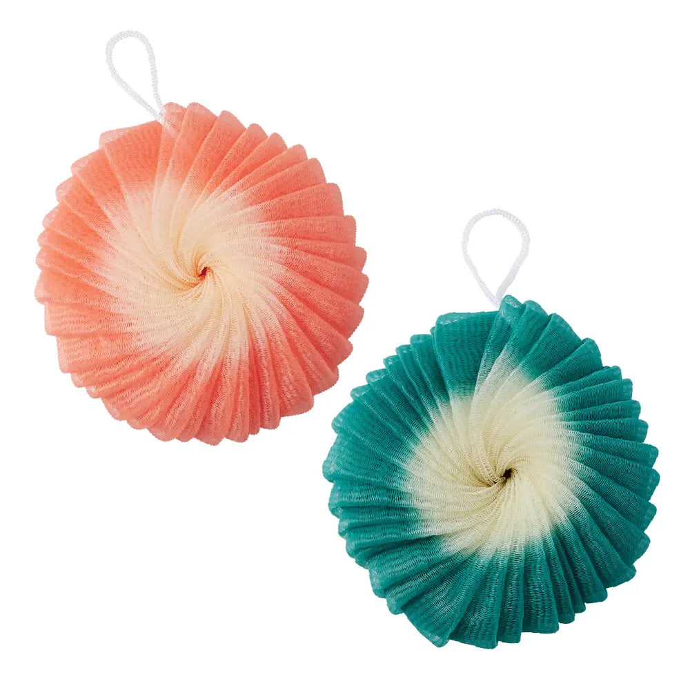 Mesh Bath Sponge Loofah - Soft Exfoliating Shower Pouf Balls__Orange/Green (2pcs)