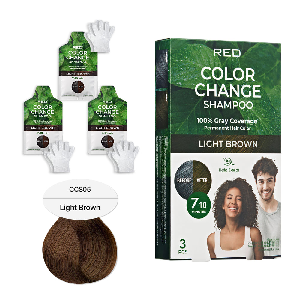 Natural Herbal Color Change Shampoo - Permanent Hair Dye with Herbal Extracts, 100% Gray Coverage in 7-10 Minutes__Light Brown