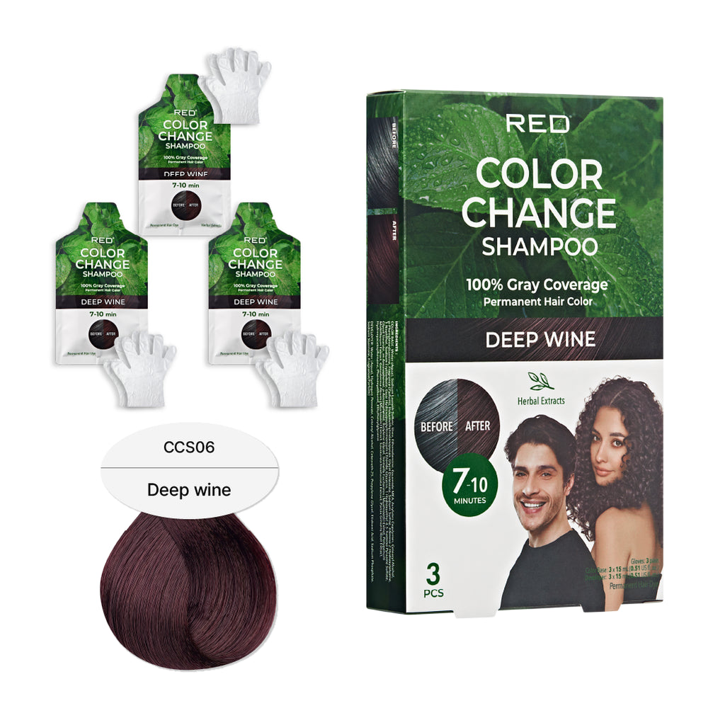 Natural Herbal Color Change Shampoo - Permanent Hair Dye with Herbal Extracts, 100% Gray Coverage in 7-10 Minutes__Deep Wine