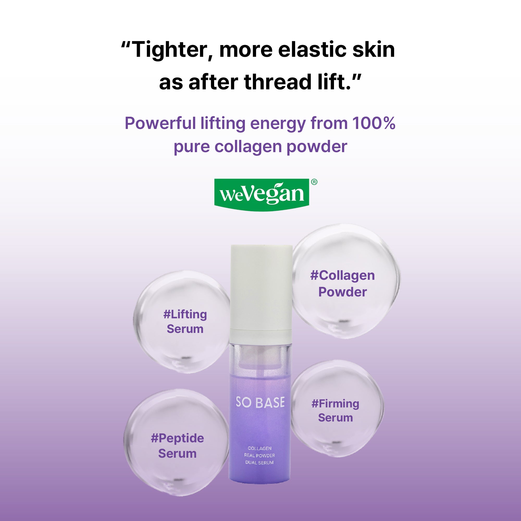 100% Pure Collagen Powder Serum - Instant Face Lift & Wrinkle Filler Glow for Sagging Skin