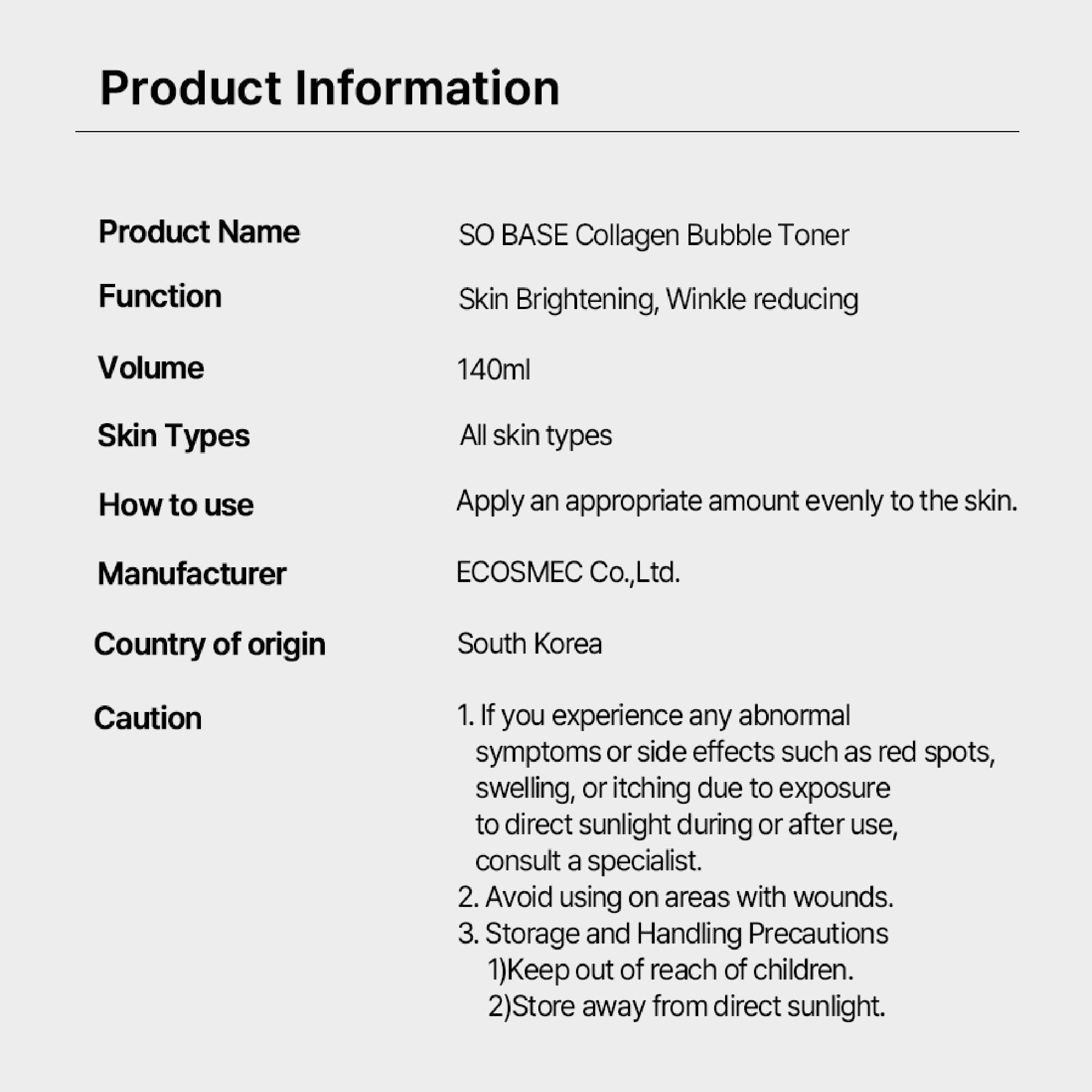 SOBASE Collagen Bubble Toner - Instant Glow & Anti-Aging with 7 Peptides