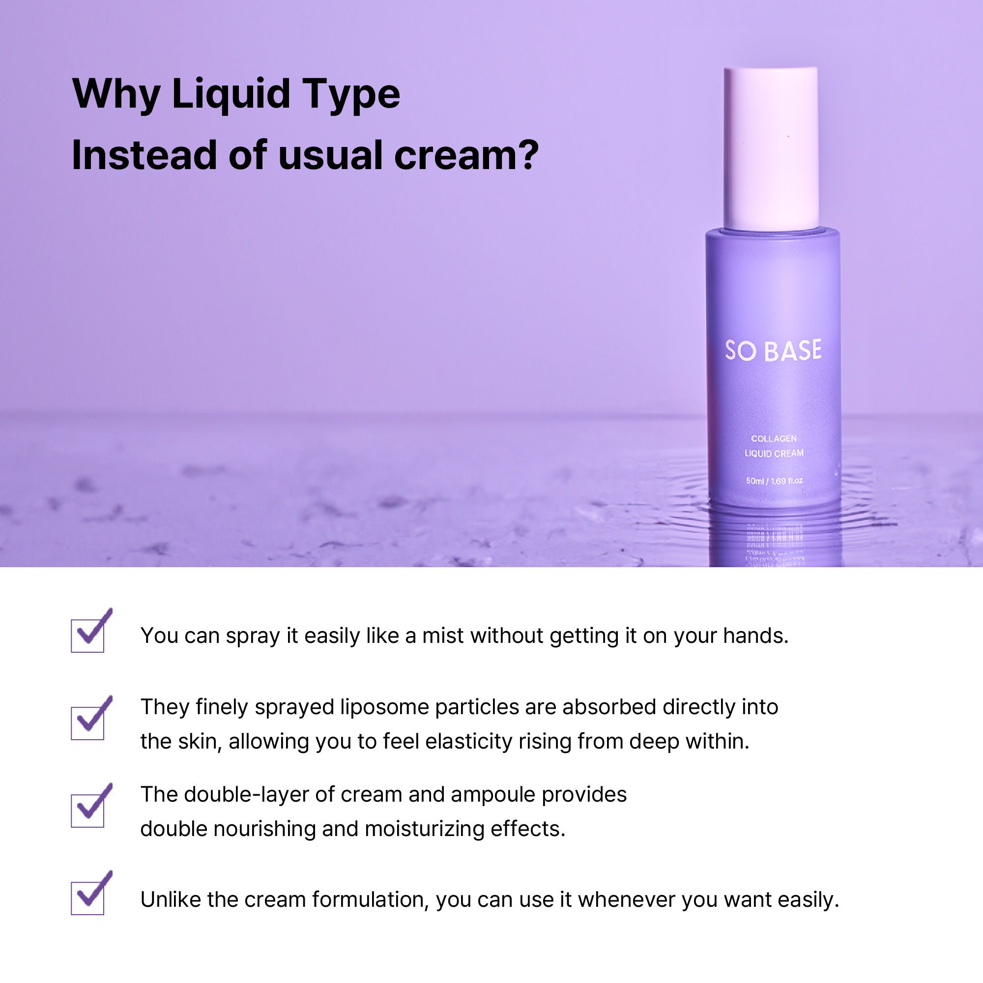 SOBASE Collagen Liquid Cream Spray-On Double Layer Moisturizer for Glass Skin