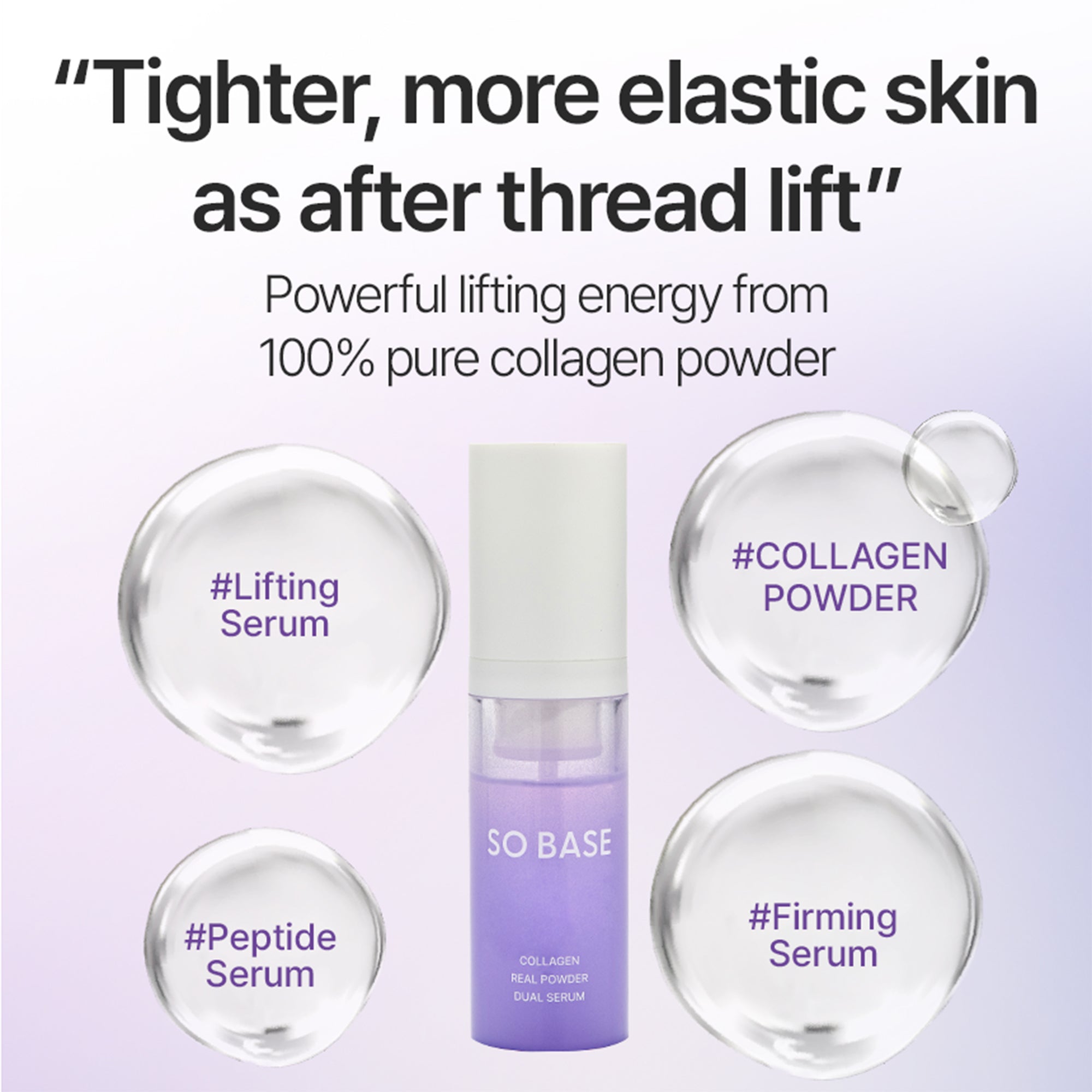 100% Pure Collagen Powder Serum - Instant Face Lift & Wrinkle Filler Glow for Sagging Skin