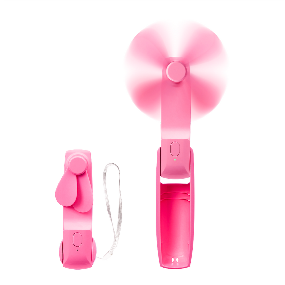 Portable Mini 2-in-1 Pocket Fan & Power Bank – Handheld Rechargeable USB-C Travel Fan__Pink