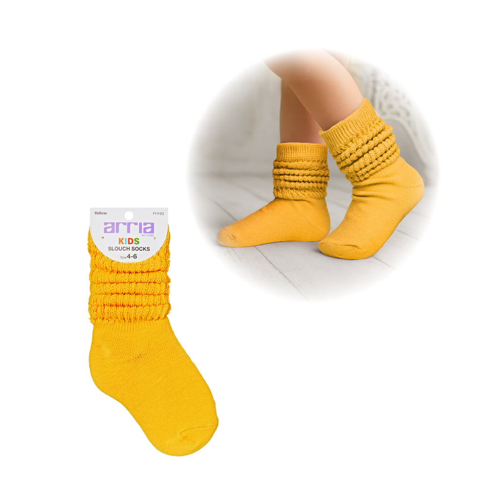 Slouch Socks for Kids (3Y-5Y) – Extra-Soft, Breathable__Yellow