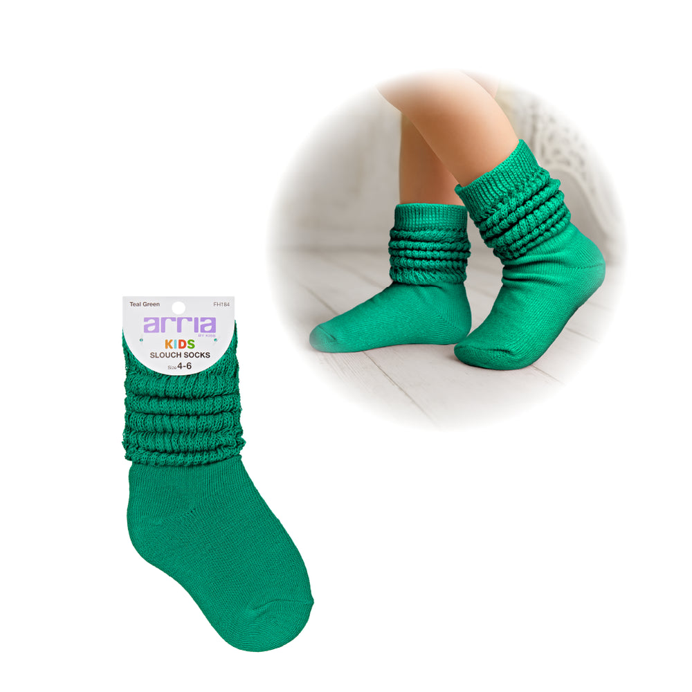 Slouch Socks for Kids (3Y-5Y) – Extra-Soft, Breathable__Teal Green