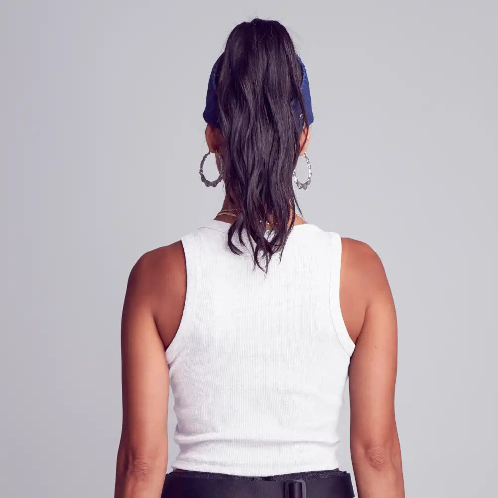 FH325_FH326_FH327_FH328_extra_002 "Arria Ribbed Crop Tank Top – Women’s Soft Slim Fit Scoop Neck Sleeveless Shirt, additional product view 2."