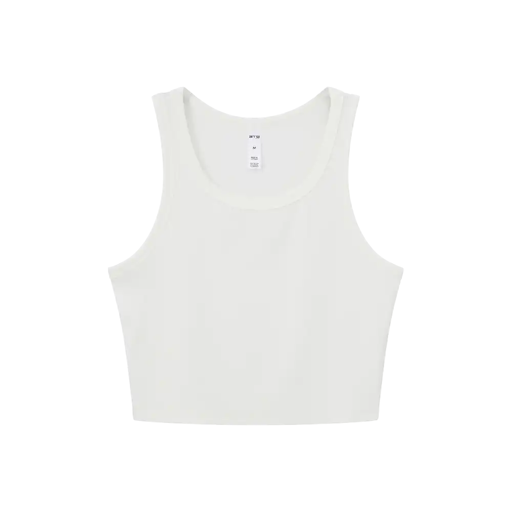 FH325_FH326_FH327_FH328_extra_004 "Arria Ribbed Crop Tank Top – Women’s Soft Slim Fit Scoop Neck Sleeveless Shirt, additional product view 4."