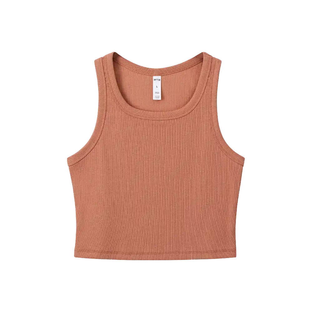 FH329_FH330_FH331_FH332_extra_004 "Arria Ribbed Crop Tank Top – Women’s Soft Slim Fit Scoop Neck Sleeveless Shirt, additional product view 4."