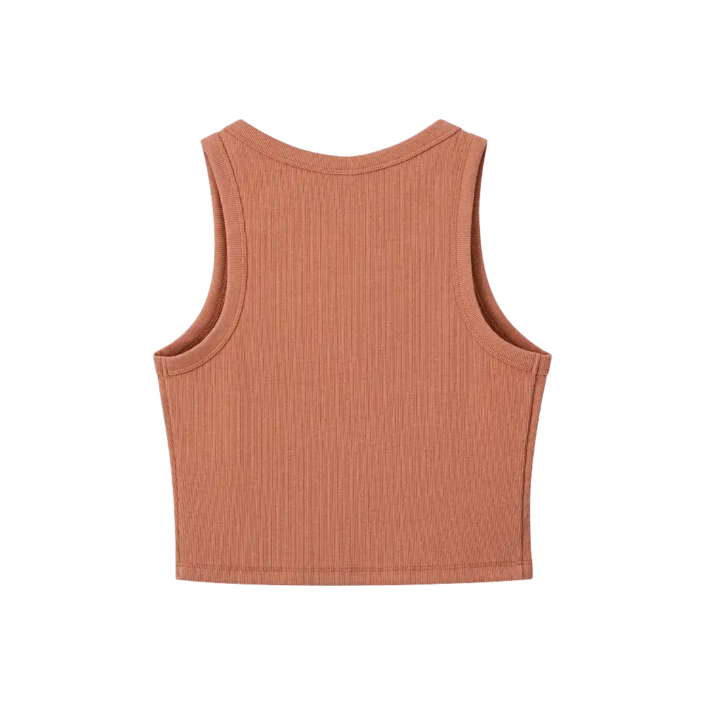 FH329_FH330_FH331_FH332_extra_005 "Arria Ribbed Crop Tank Top – Women’s Soft Slim Fit Scoop Neck Sleeveless Shirt, additional product view 5."