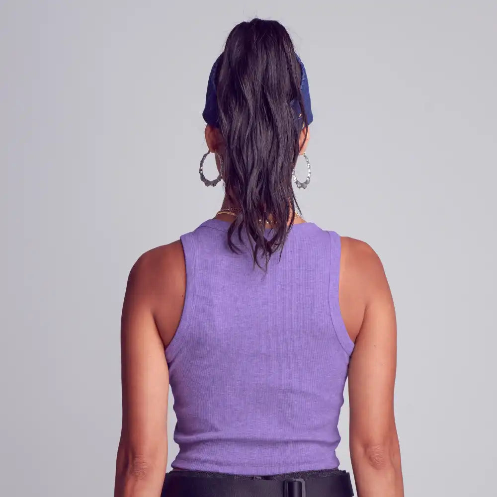 FH333_FH334_FH335_FH336_extra_002 "Arria Ribbed Crop Tank Top – Women’s Soft Slim Fit Scoop Neck Sleeveless Shirt, additional product view 2."