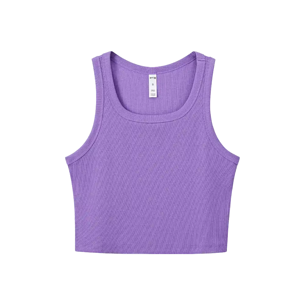 FH333_FH334_FH335_FH336_extra_004 "Arria Ribbed Crop Tank Top – Women’s Soft Slim Fit Scoop Neck Sleeveless Shirt, additional product view 4."