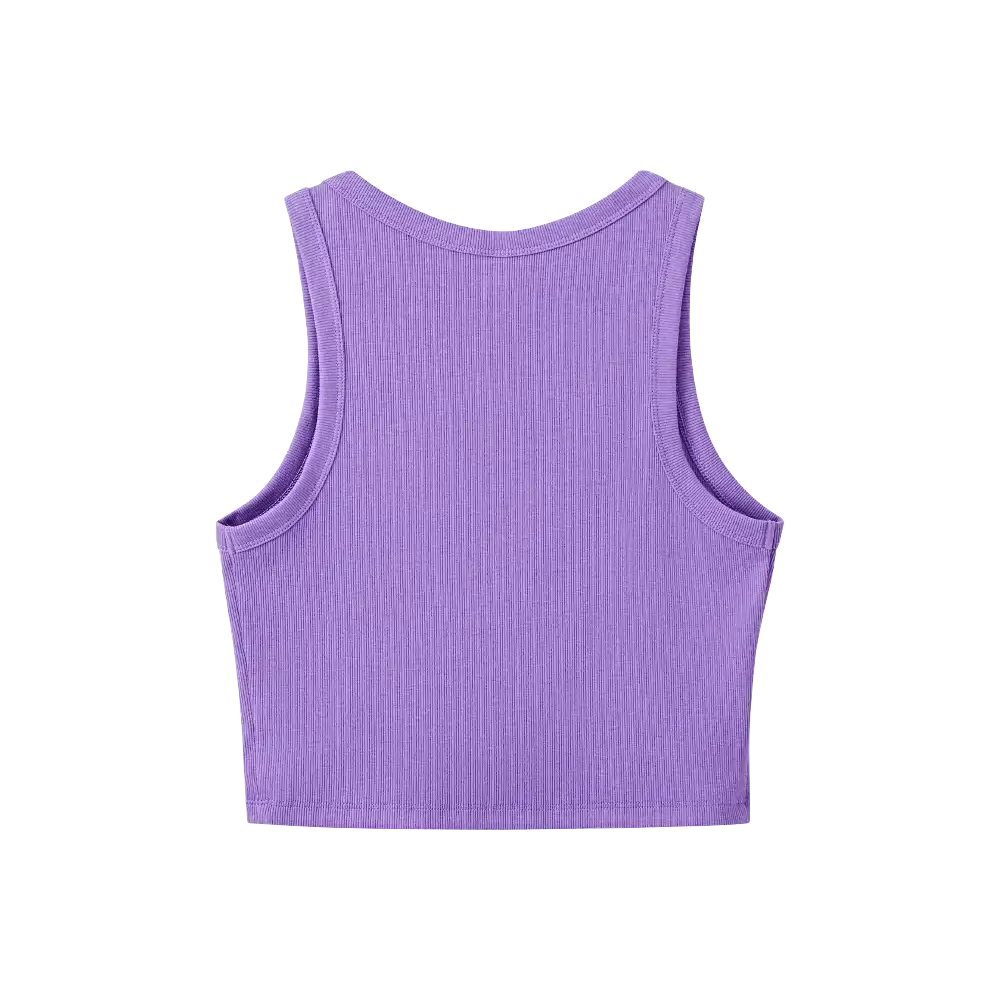 FH333_FH334_FH335_FH336_extra_005 "Arria Ribbed Crop Tank Top – Women’s Soft Slim Fit Scoop Neck Sleeveless Shirt, additional product view 5."