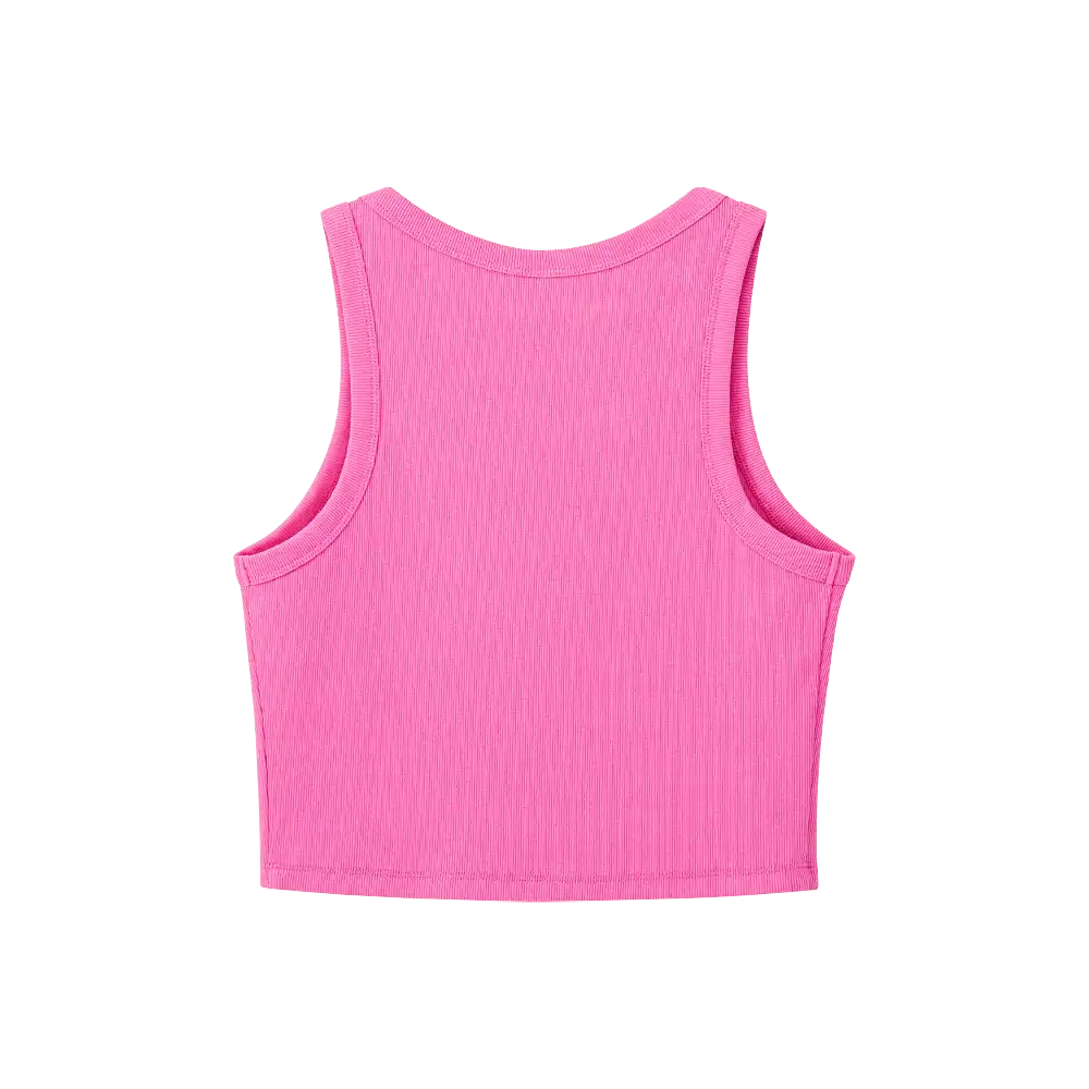 FH337_FH338_FH339_FH340_extra_005 "Arria Ribbed Crop Tank Top – Women’s Soft Slim Fit Scoop Neck Sleeveless Shirt, additional product view 5."