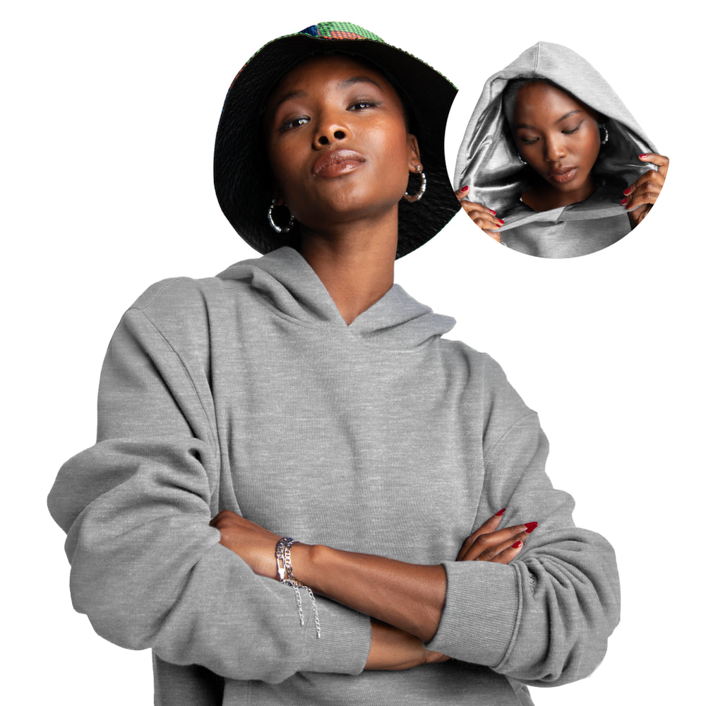 Satin-Lined Hoodie – Frizz-Free Hair Protection__Gray