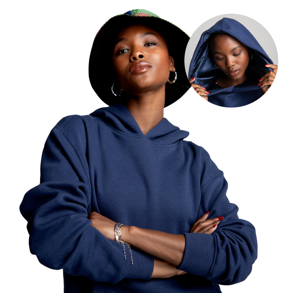 Satin-Lined Hoodie – Frizz-Free Hair Protection__Navy