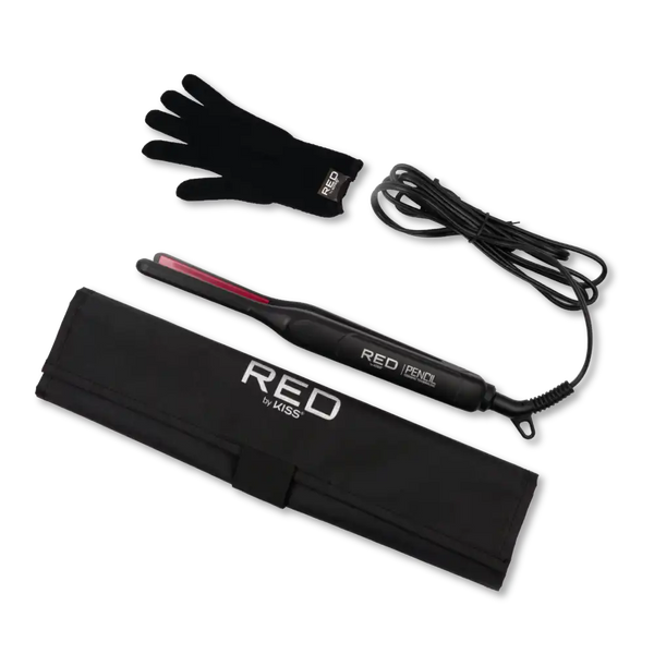 RED by KISS Pencil Flat Iron 0.3 Inch Ceramic Plates, Up to 450°F