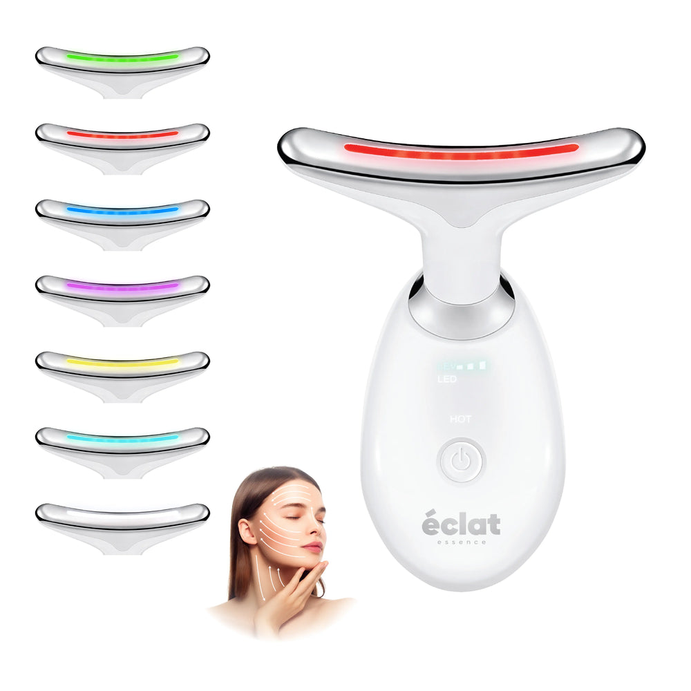 Heated Face & Neck Massager with 7 LED Light Therapy – Sculpt, Lift & Illuminate__White