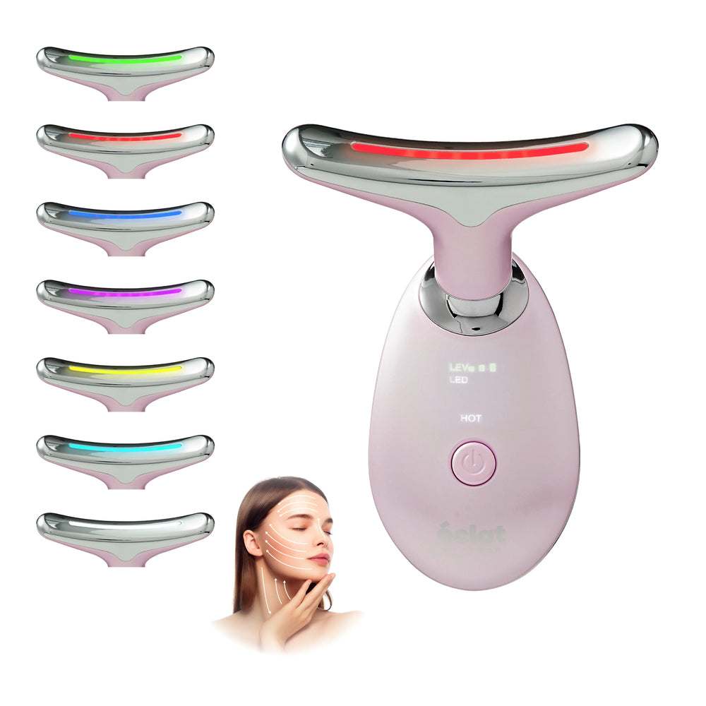 Heated Face & Neck Massager with 7 LED Light Therapy – Sculpt, Lift & Illuminate__Pink
