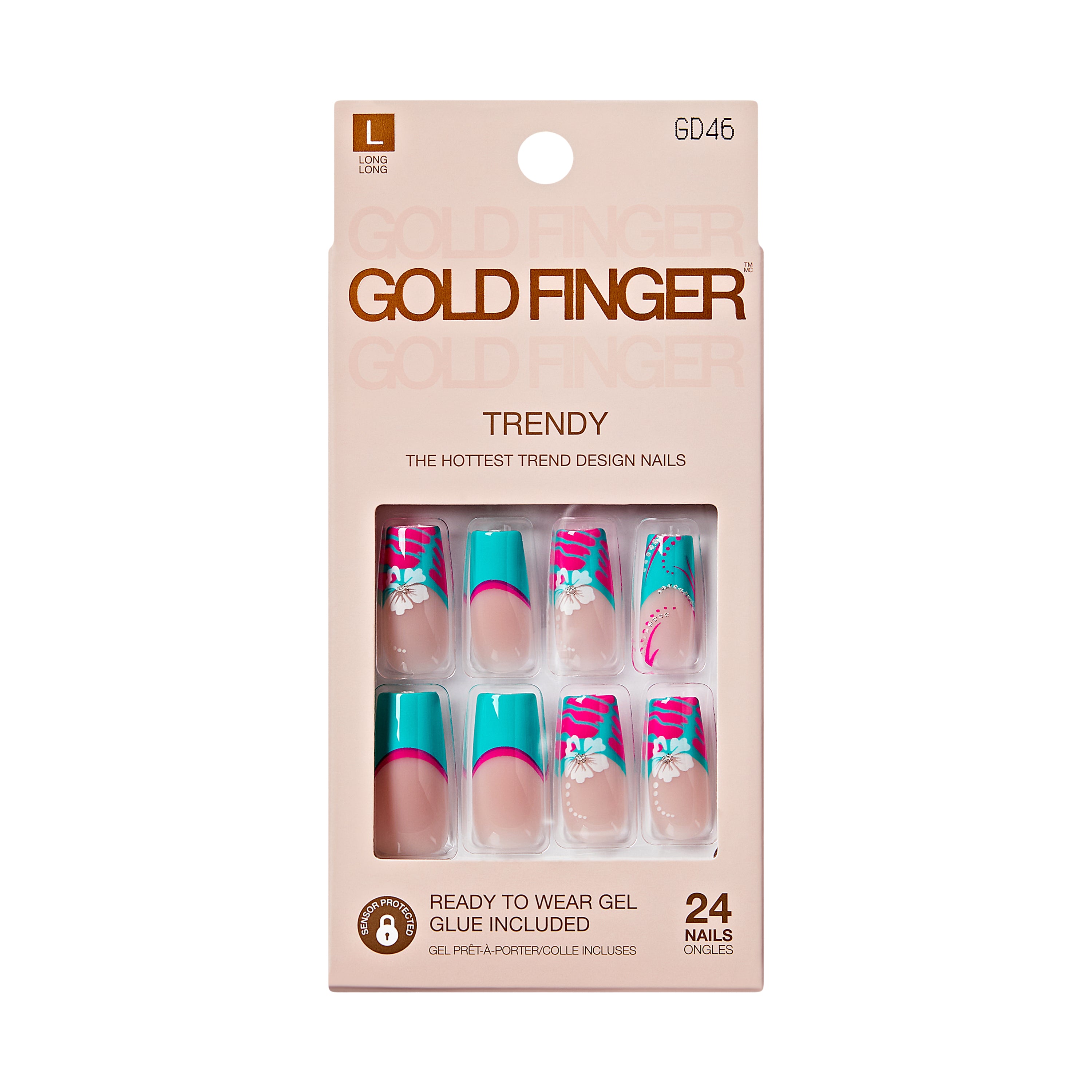Trendy Press On Nails Kit with 24pcs Fashionable Fake Nails