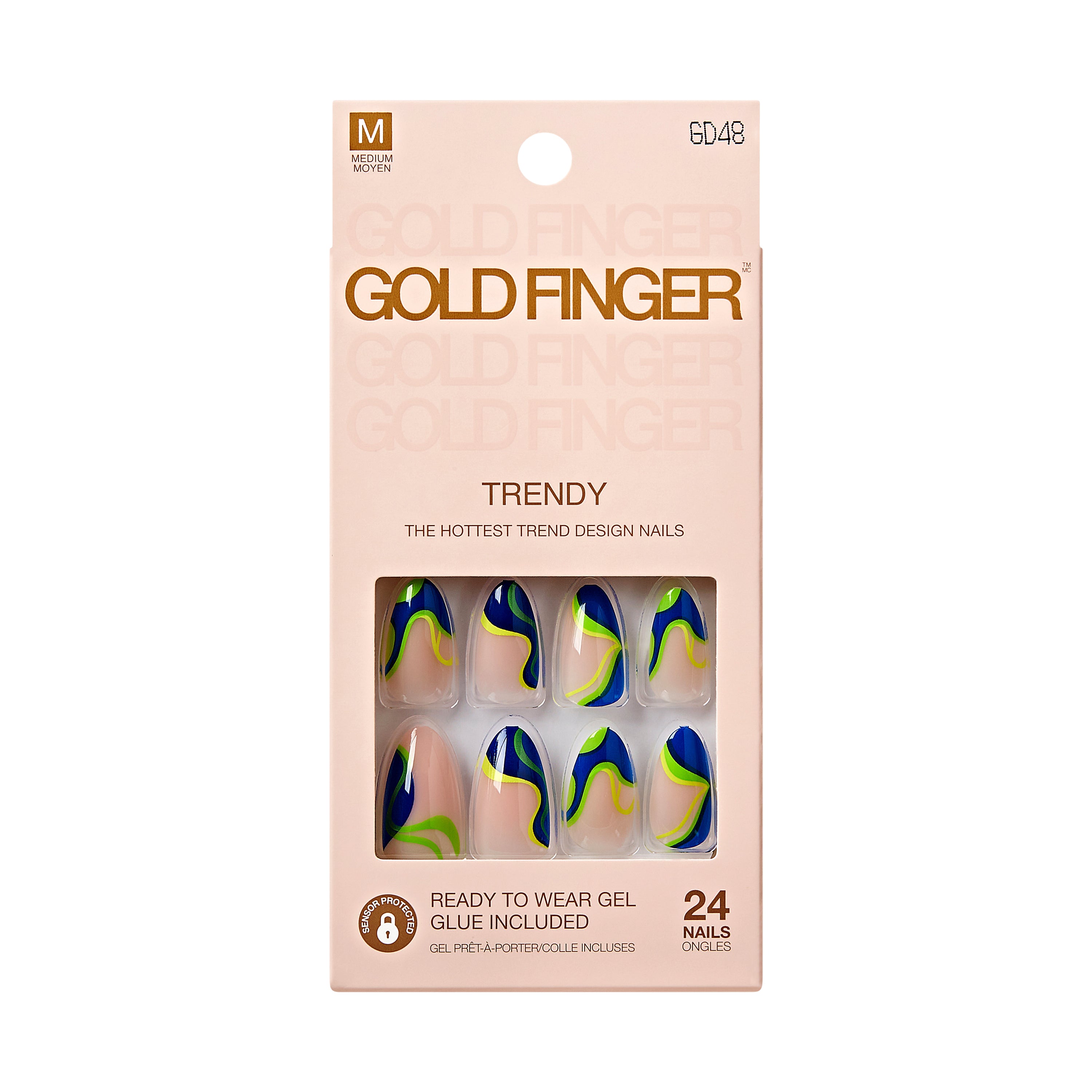 Trendy Press On Nails Kit with 24pcs Fashionable Fake Nails