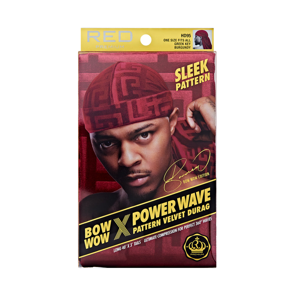 BOW WOW X Power Wave Pattern Velvet Durag__Burgundy