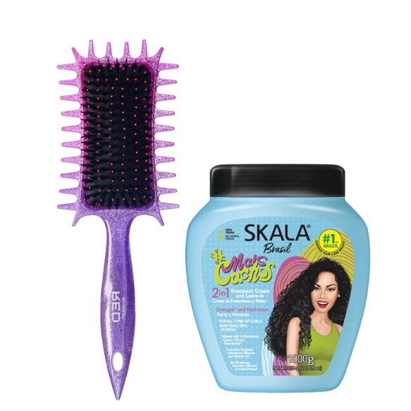 SKALA 2-in-1 Curl Treatment Cream (35.3oz) & Detangling & Curl Defining Brush