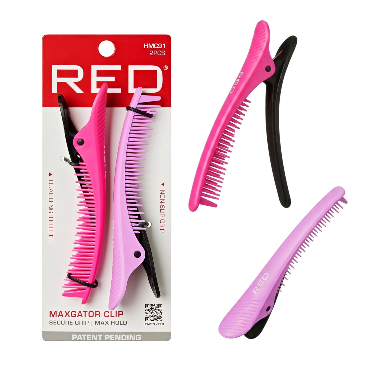 RED by KISS Maxgator Hair Clips for Styling Thick Hair – 2 Pack, package front.