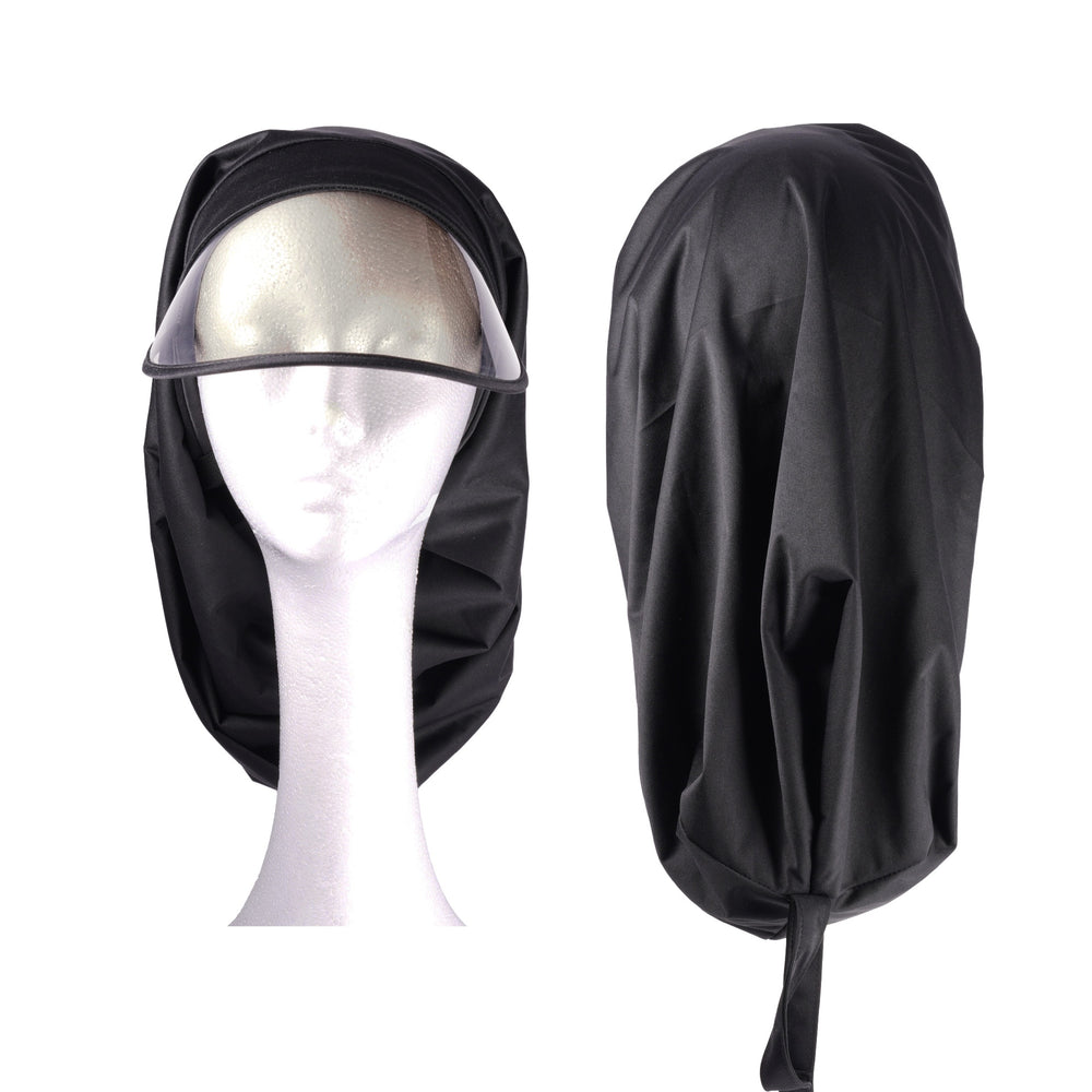 Premium Satin Lined Rain Braid Cap__Black