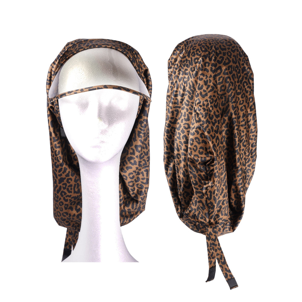 Premium Satin Lined Rain Braid Cap__Leopard