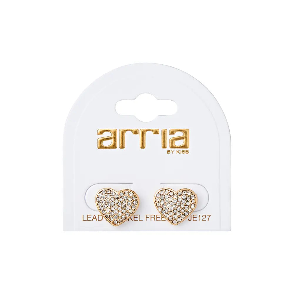 Heart Stud Earrings in Gold & White Gold Tone – 13.2mm